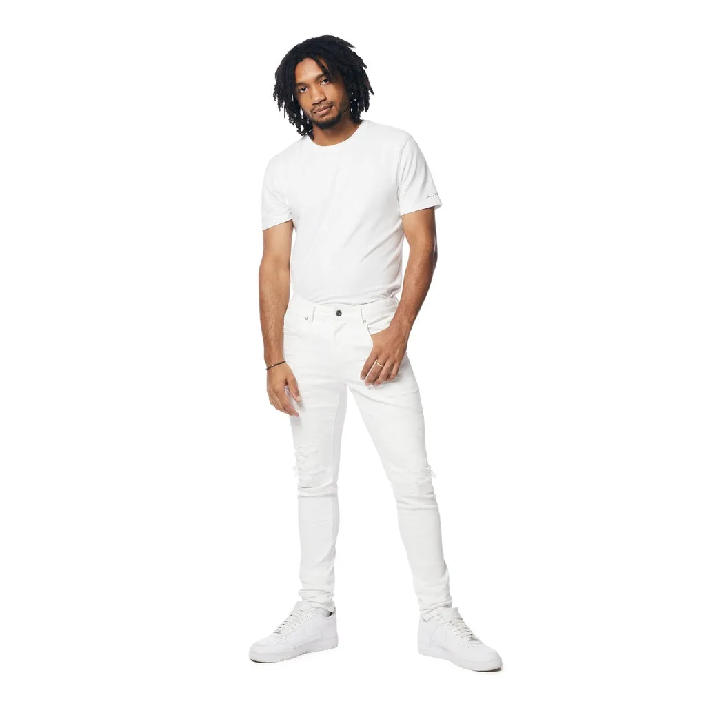 Slim Tapered Vintage Washed Jeans - White