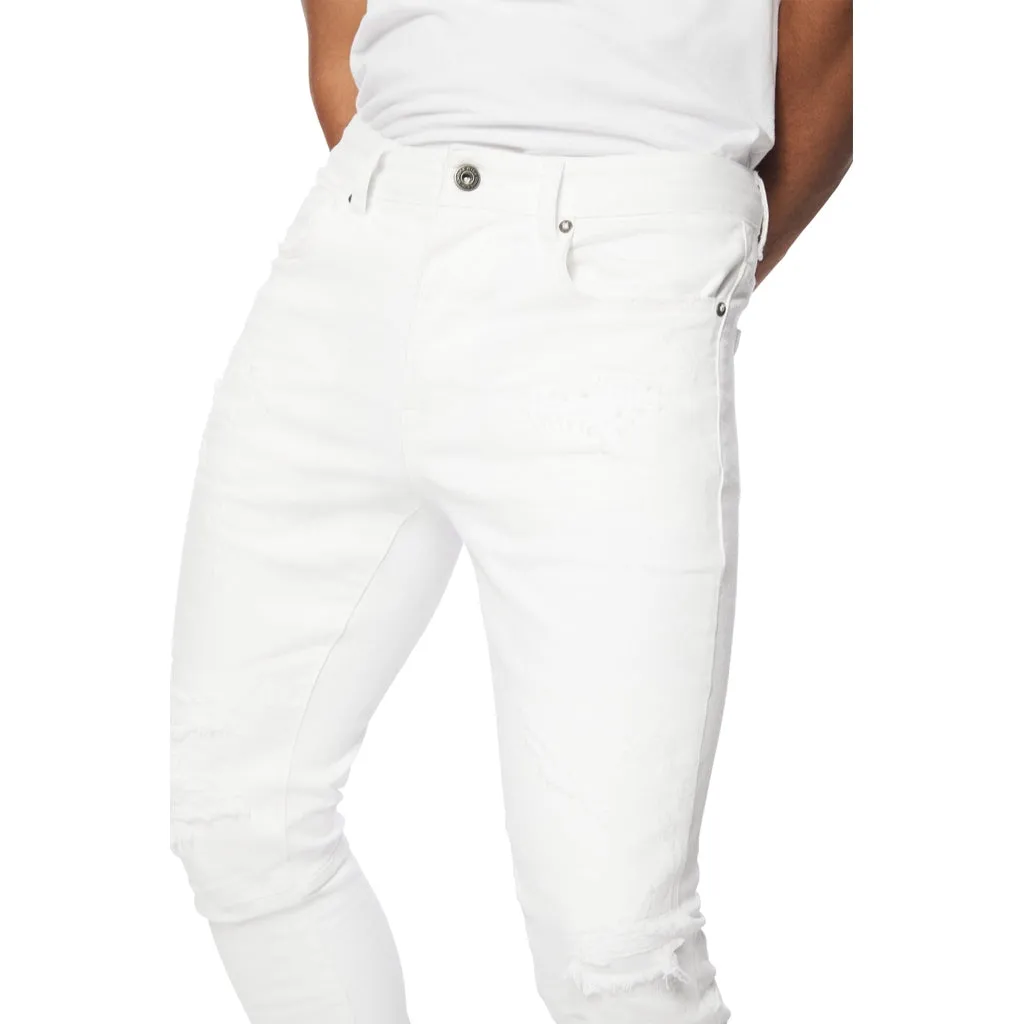 Slim Tapered Vintage Washed Jeans - White