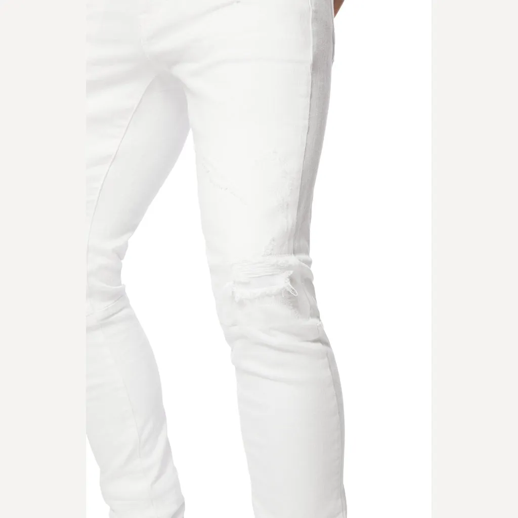 Slim Tapered Vintage Washed Jeans - White