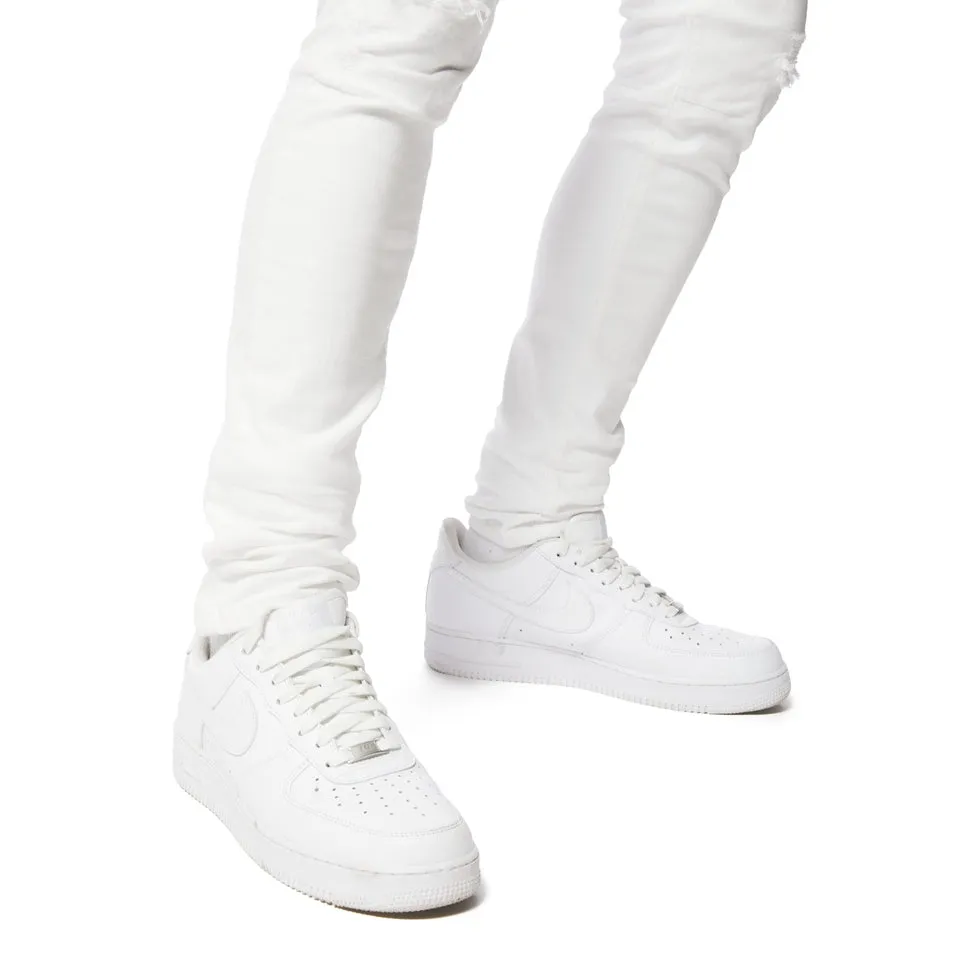 Slim Tapered Vintage Washed Jeans - White