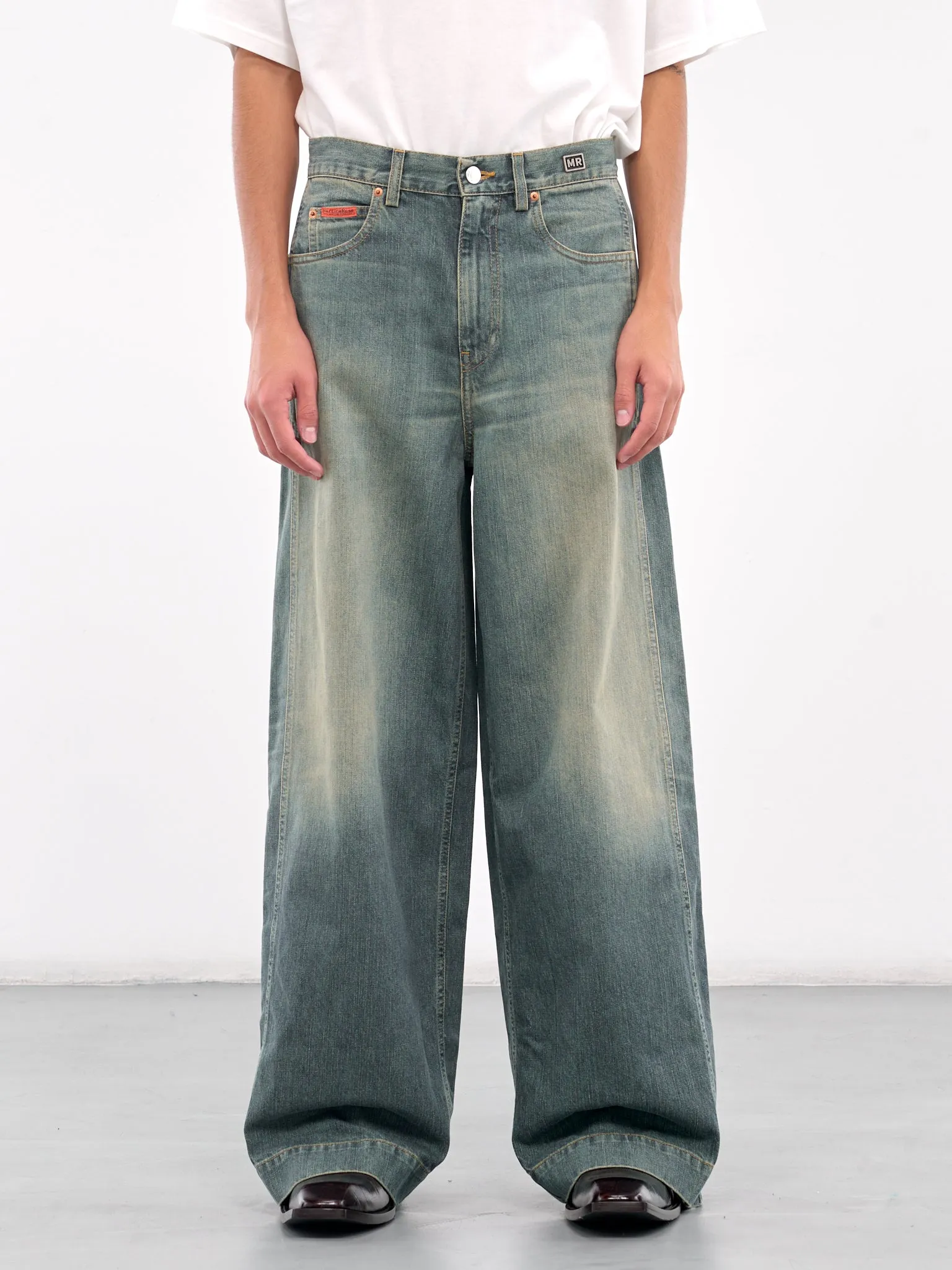 Snap-Button Jeans (240WD02501-BLUE-DIRTY-YELLOW)