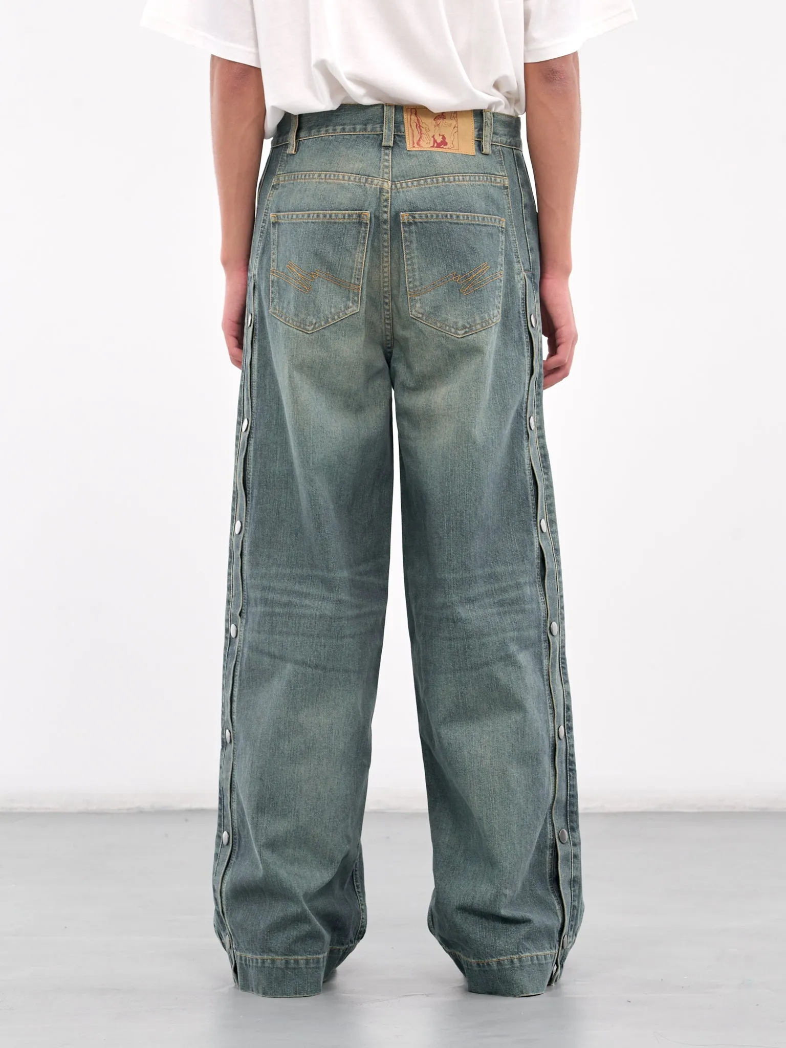 Snap-Button Jeans (240WD02501-BLUE-DIRTY-YELLOW)