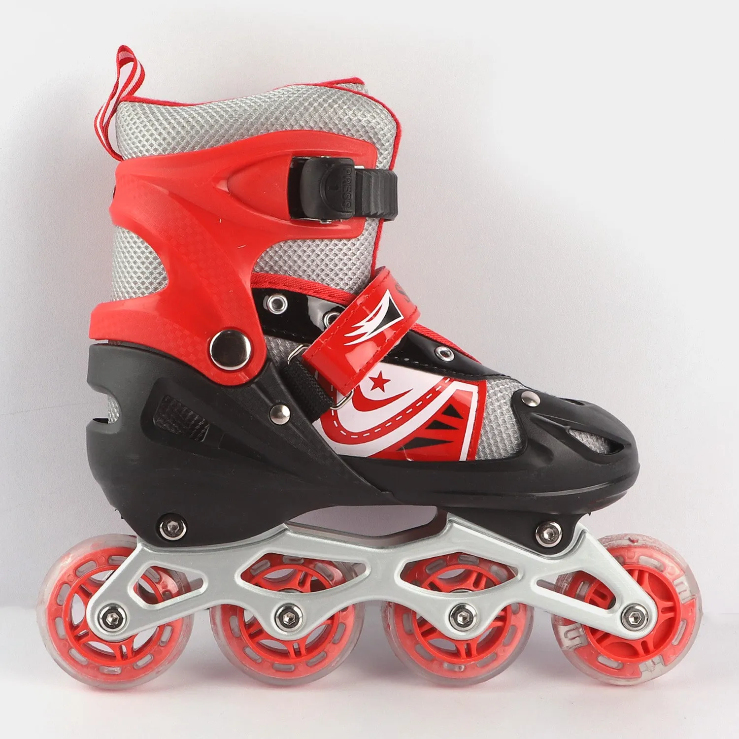 SPORTS SKATE SHOES WITH 6 IN 1 SAFETY PADS SET - RED