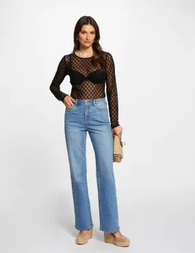 Straight jeans with studs stone denim women