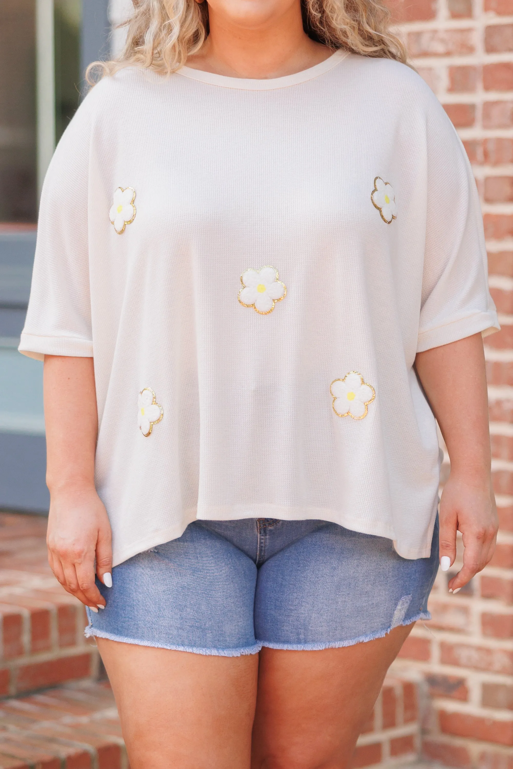 Stuck On Flowers Top, Cream