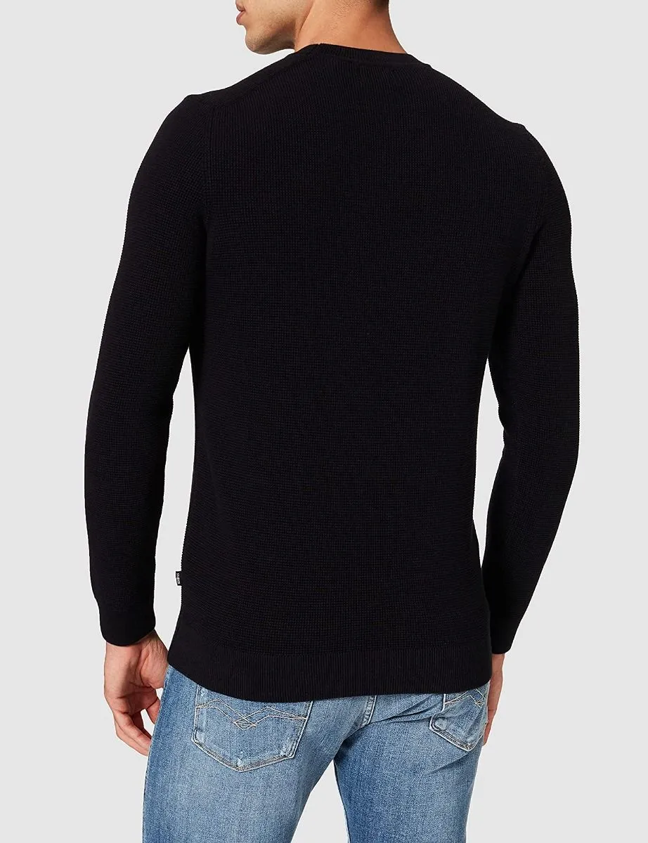 Superdry Crew Neck Organic Cotton Textured Jumper Black