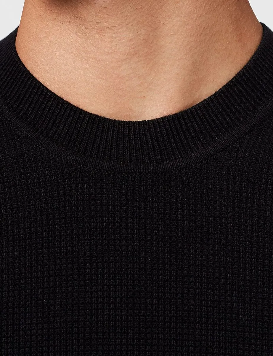 Superdry Crew Neck Organic Cotton Textured Jumper Black