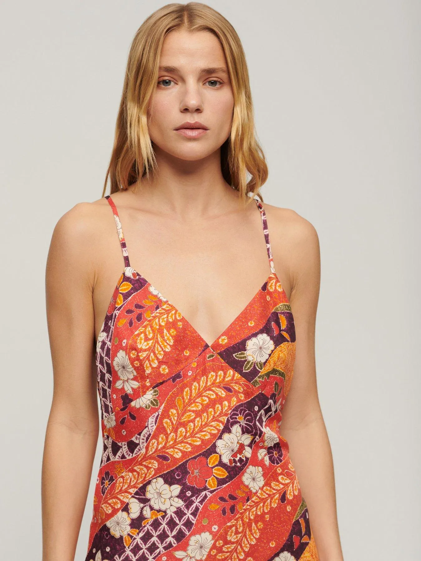 Superdry Printed Midi Slip Cami Dress - Red