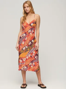 Superdry Printed Midi Slip Cami Dress - Red