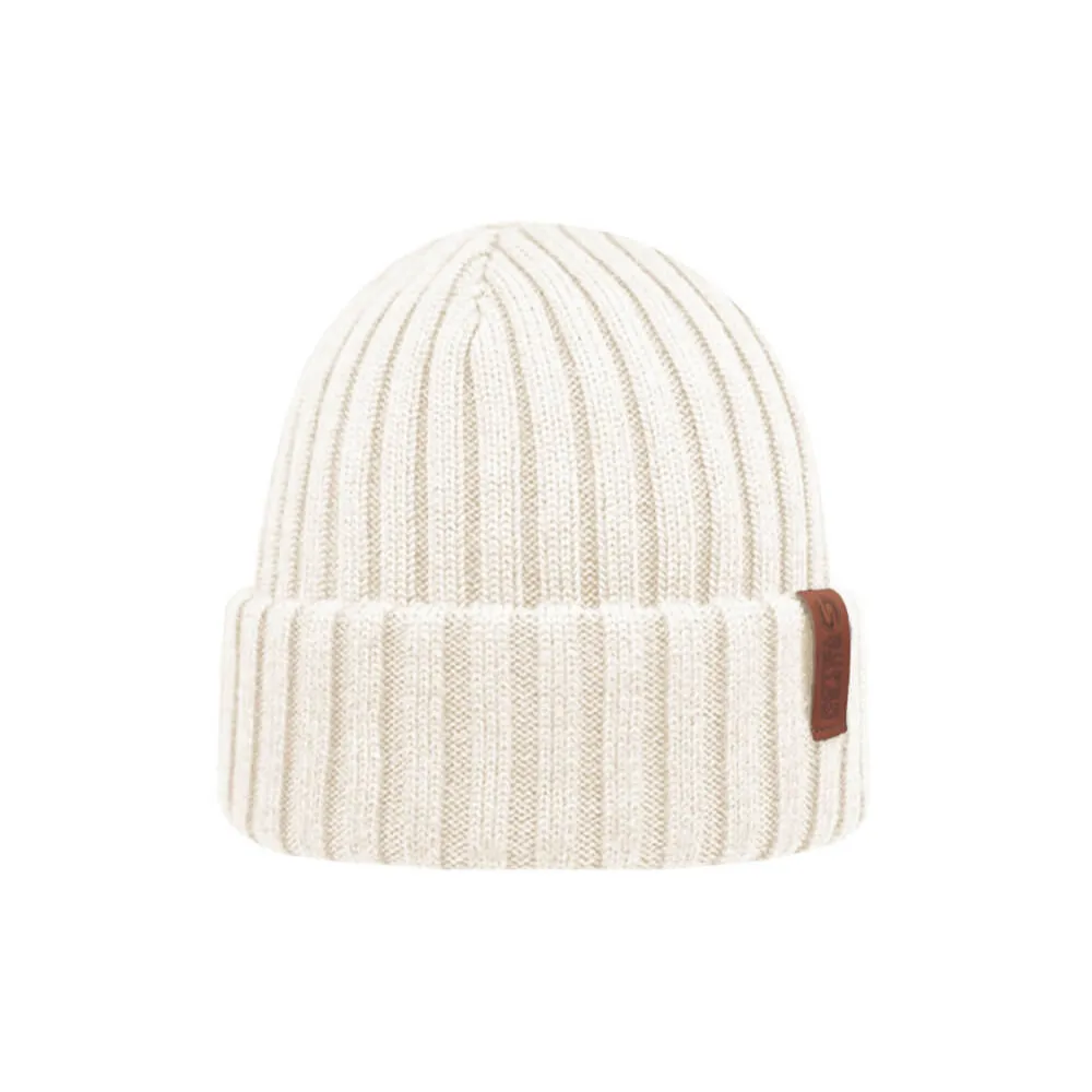 Superyellow Beam Off White Merino Wool Beanie (Unisex)