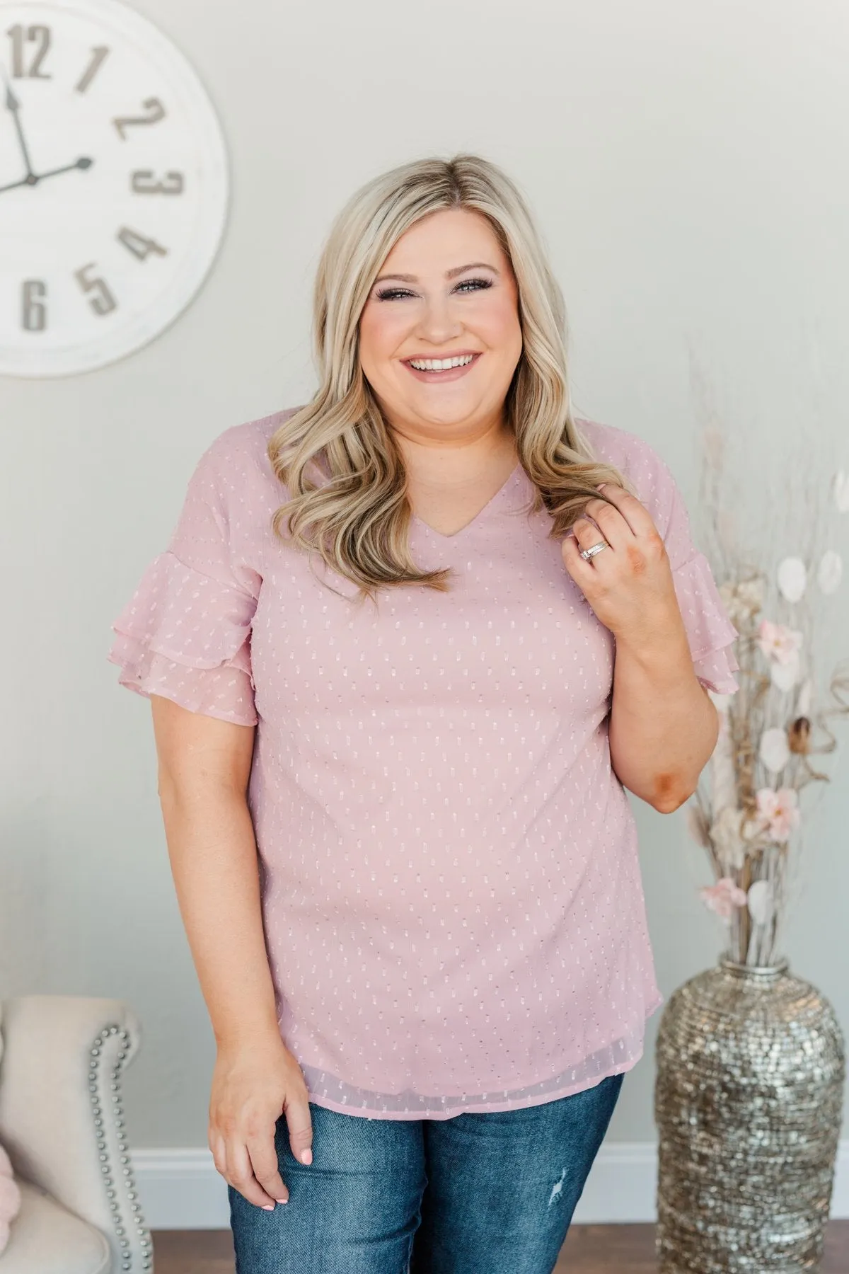 Sweet Embrace Swiss Dot Blouse- Lilac