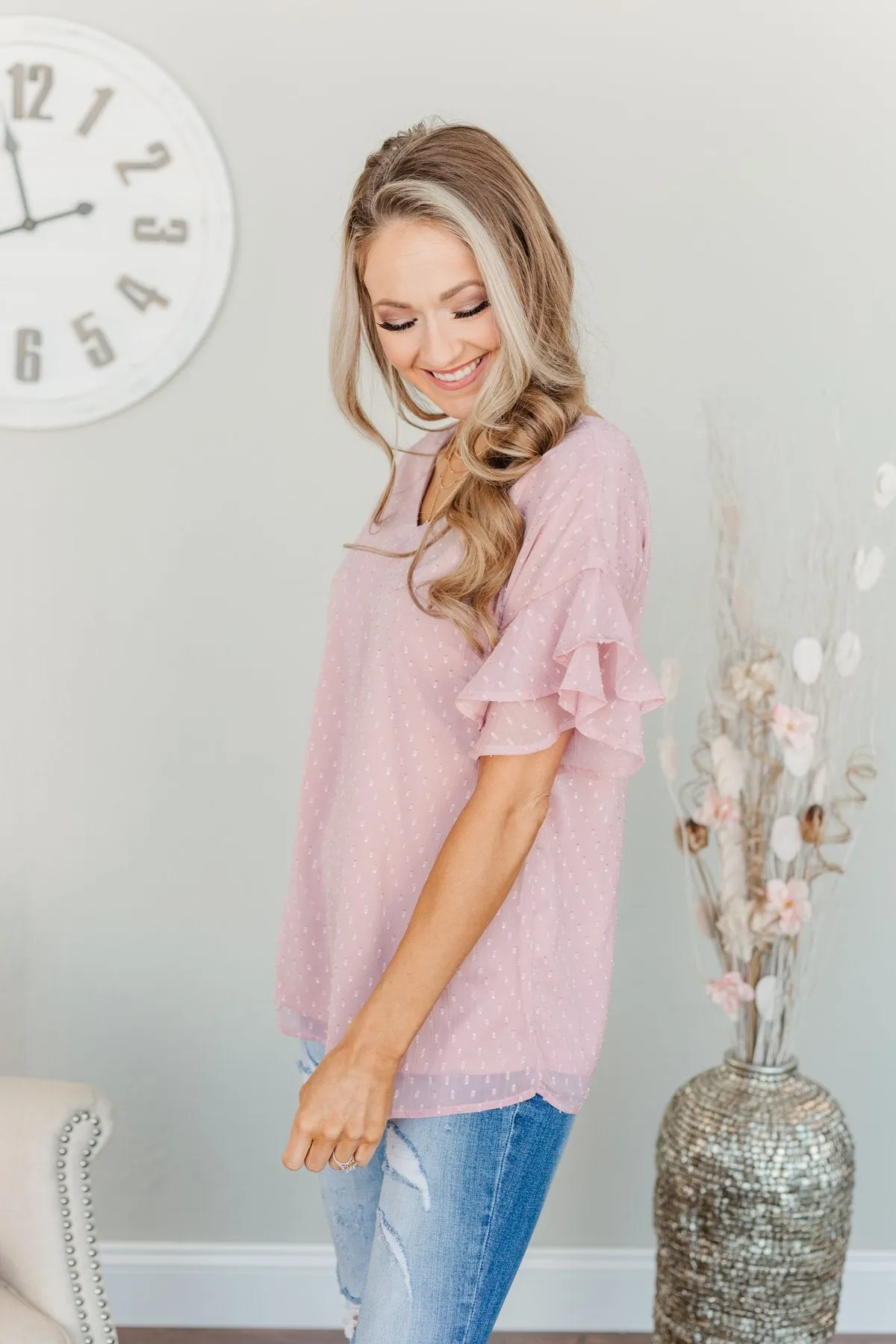 Sweet Embrace Swiss Dot Blouse- Lilac