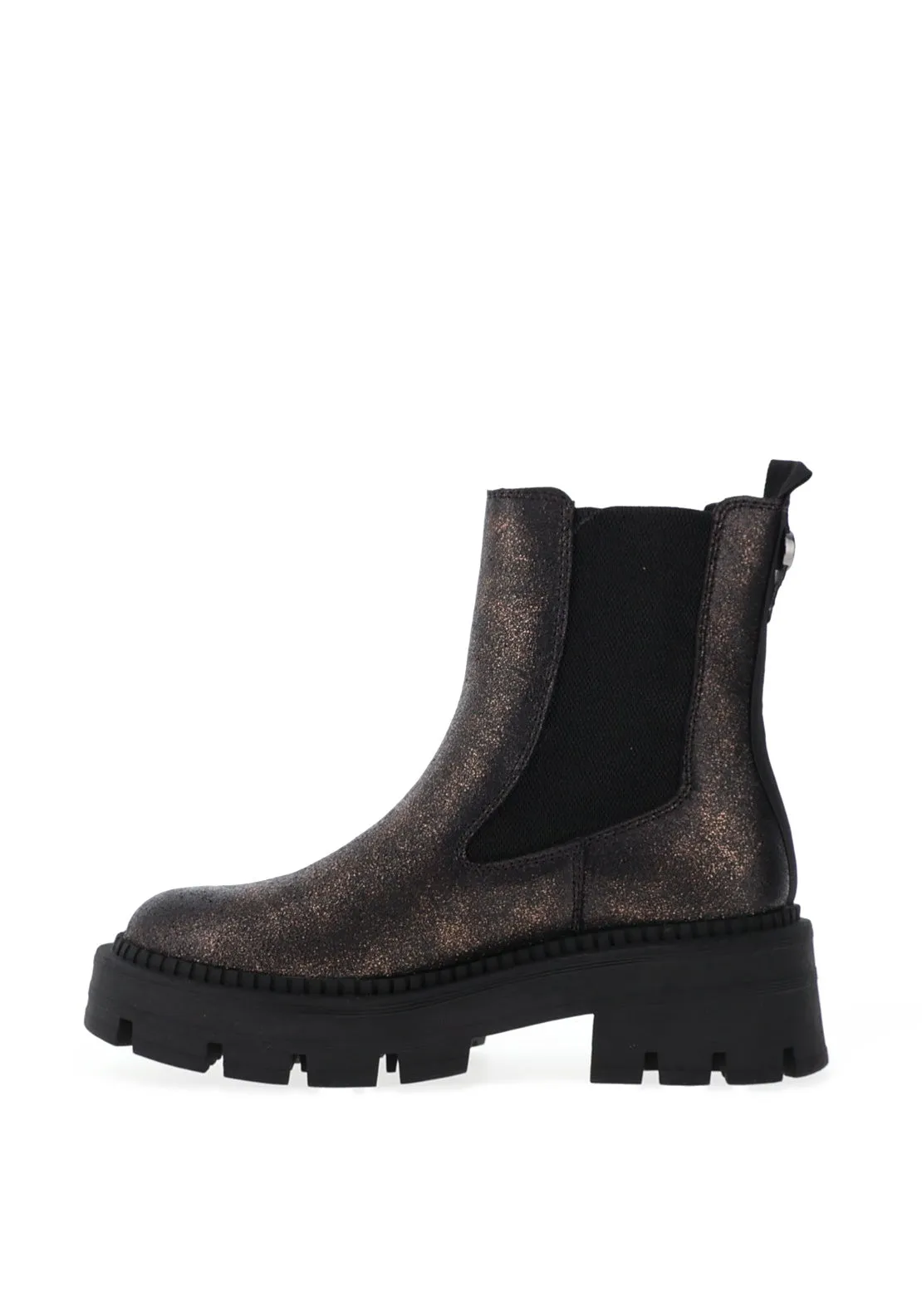 Tamaris Bronze Glitter Chunky Chelsea Boots, Black