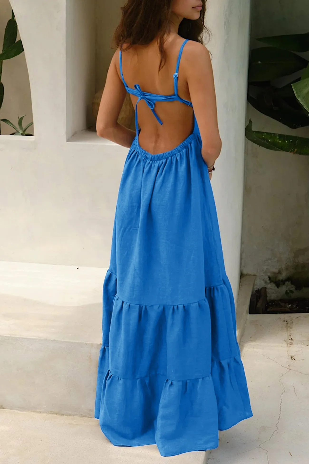 Tie-back Tiered Cotton Cami Dress