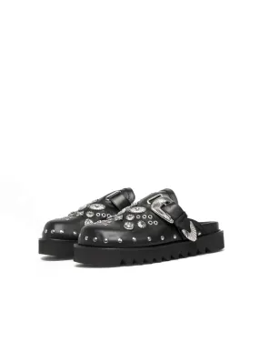 Toga Virilis Black Leather Studded Loafer