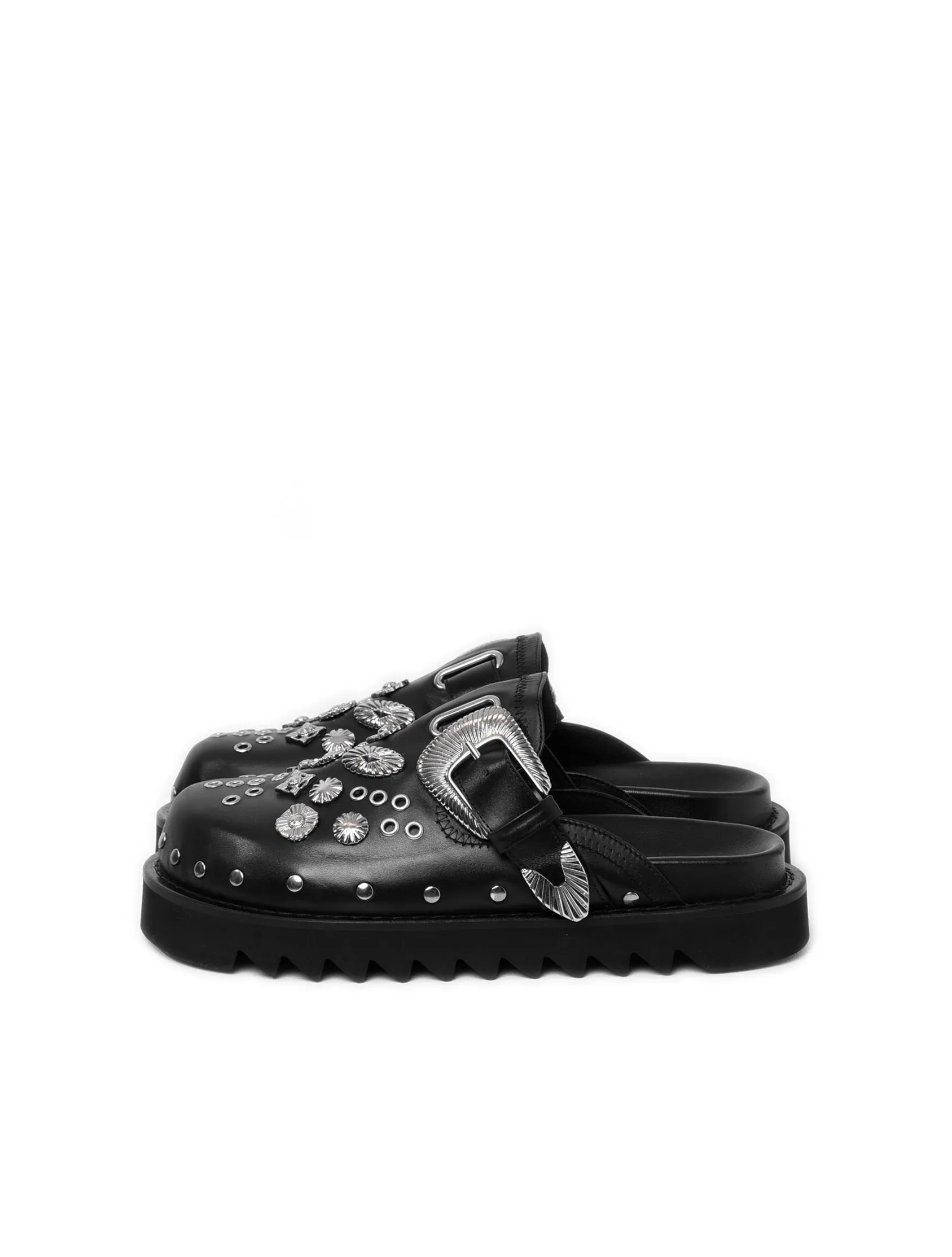 Toga Virilis Black Leather Studded Loafer