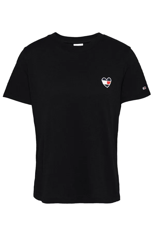 Tommy Hilfiger Women Heart Flag Tee Black