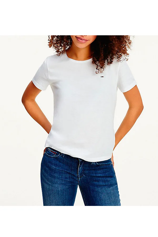 Tommy Hilfiger Women Slim Fit Logo Tee White