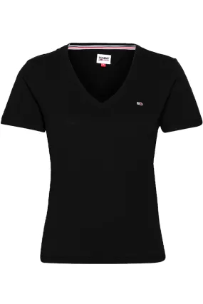 Tommy Hilfiger Women TJW V-Neck Logo Tee Black