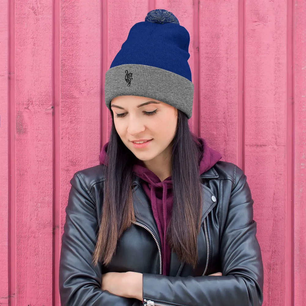 Tribal Cat Pom-Pom Beanie