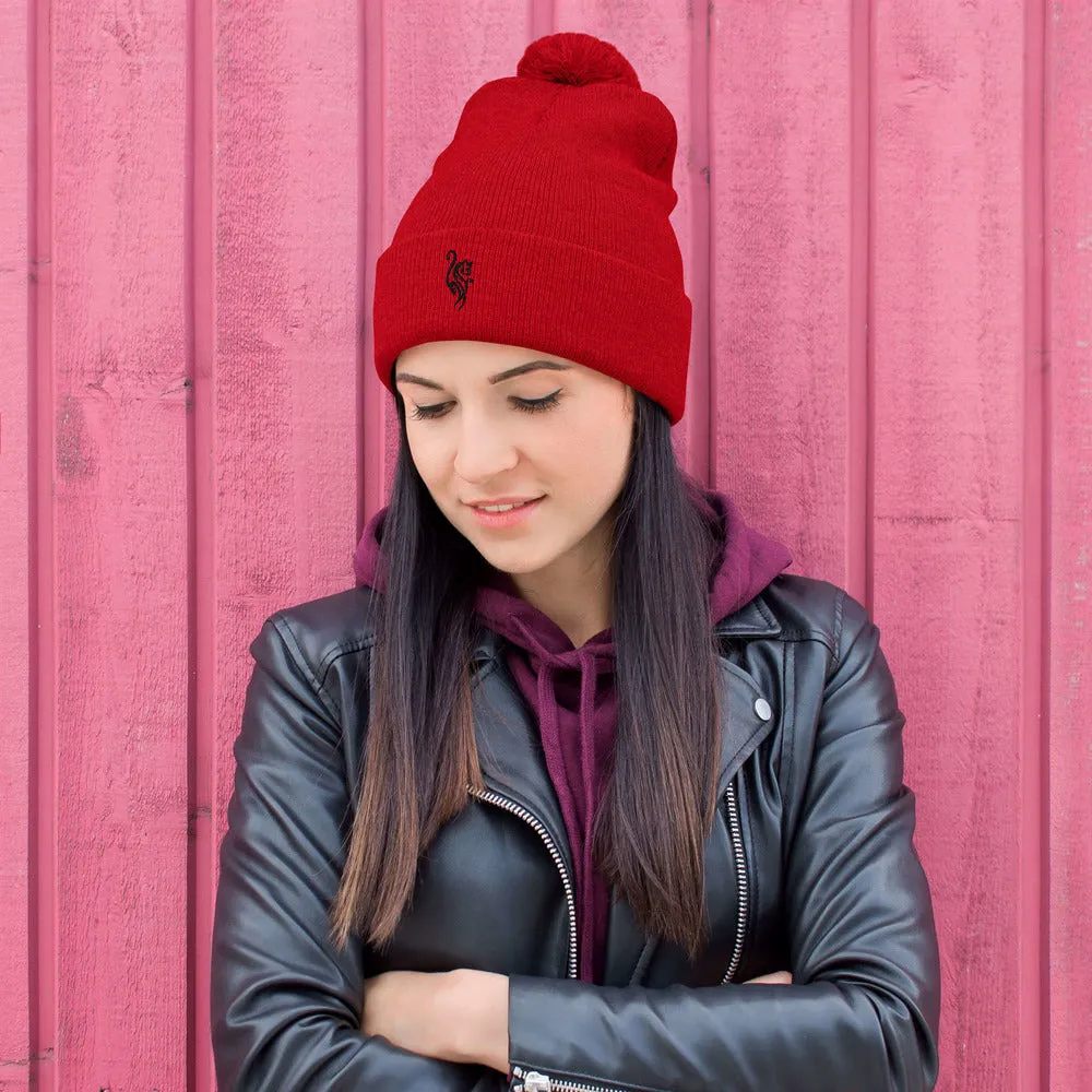 Tribal Cat Pom-Pom Beanie