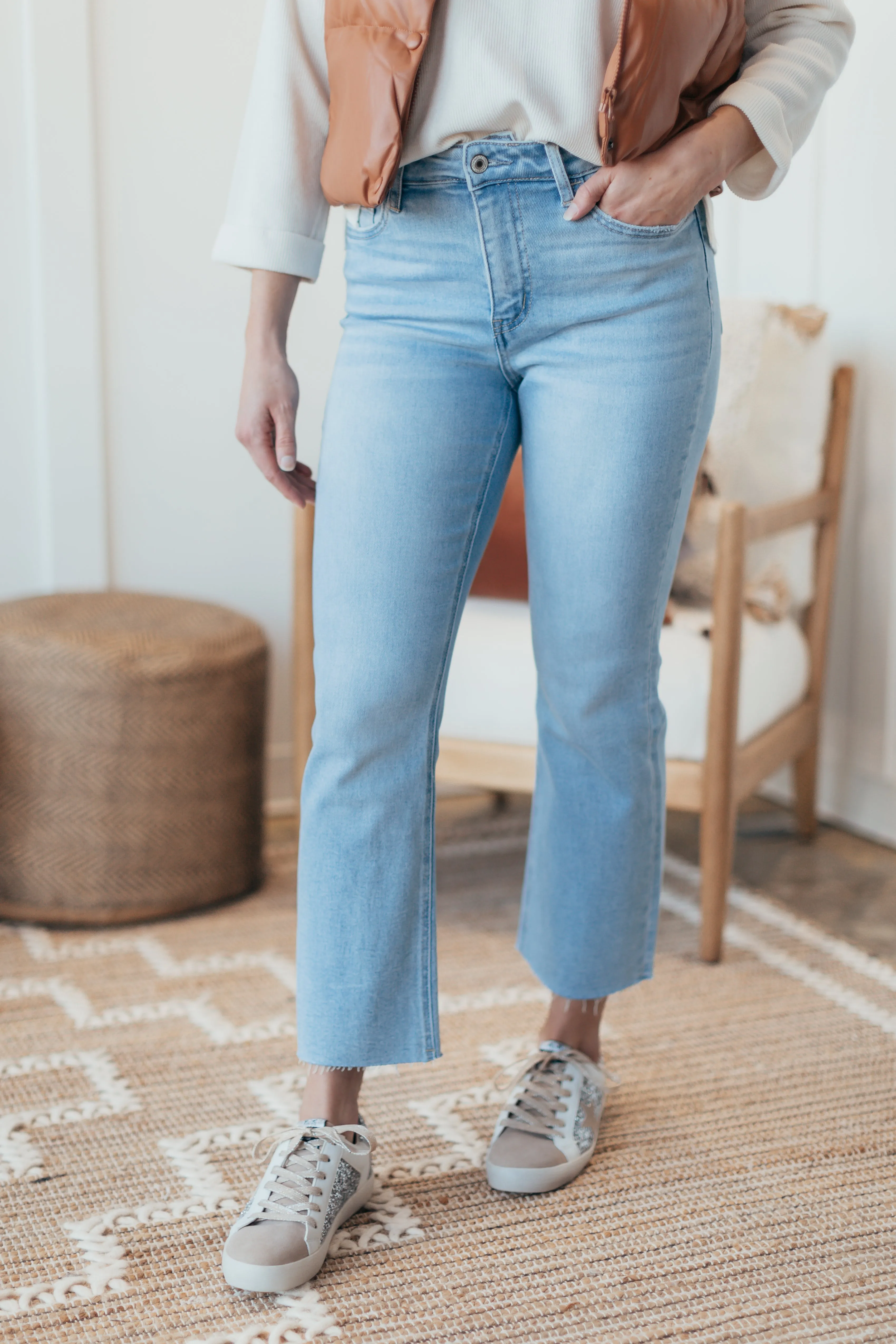 VERVET High Rise Kick Flare Jean