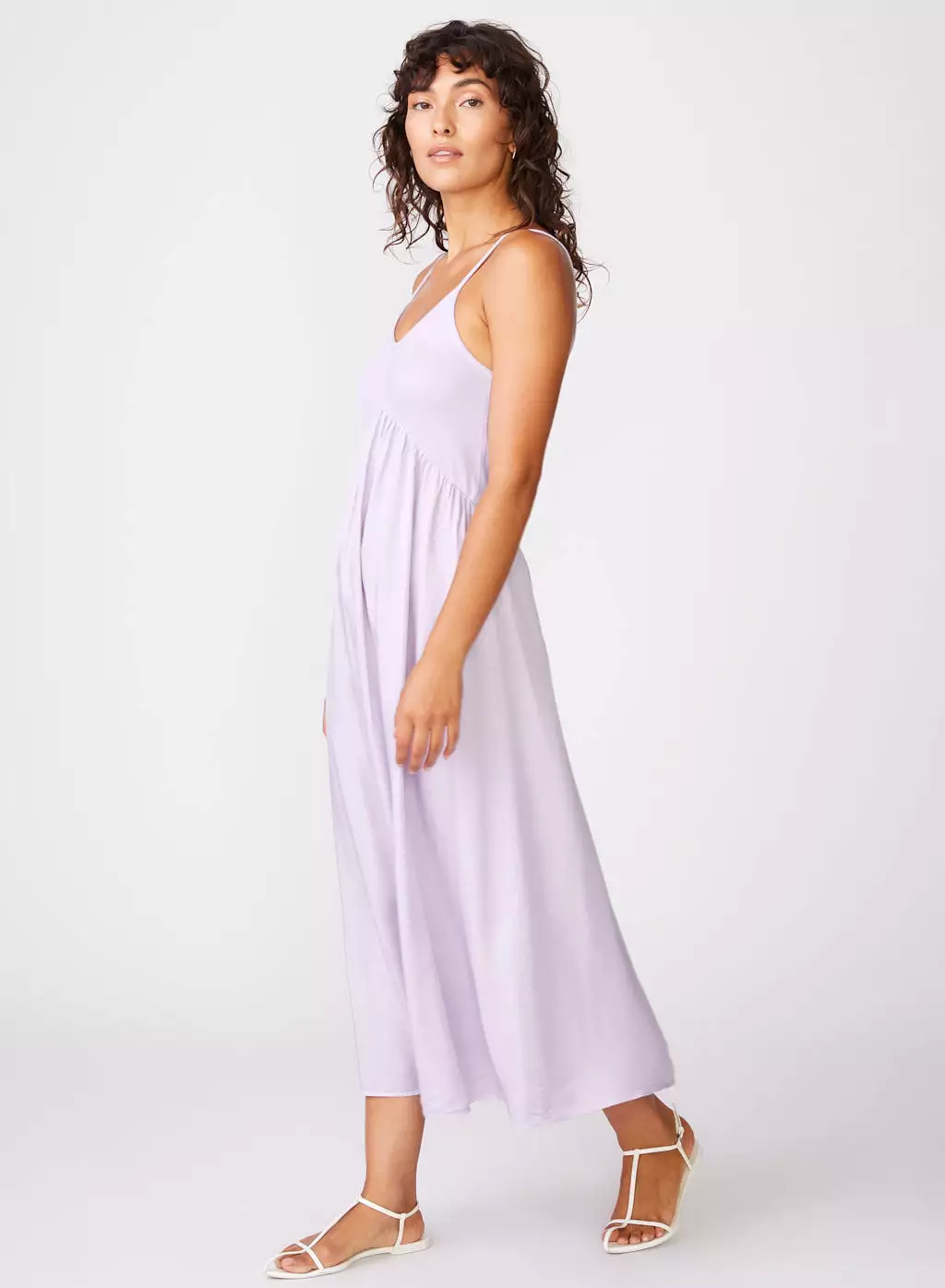 Viscose Satin Mixed Media Cami Dress in Lilac