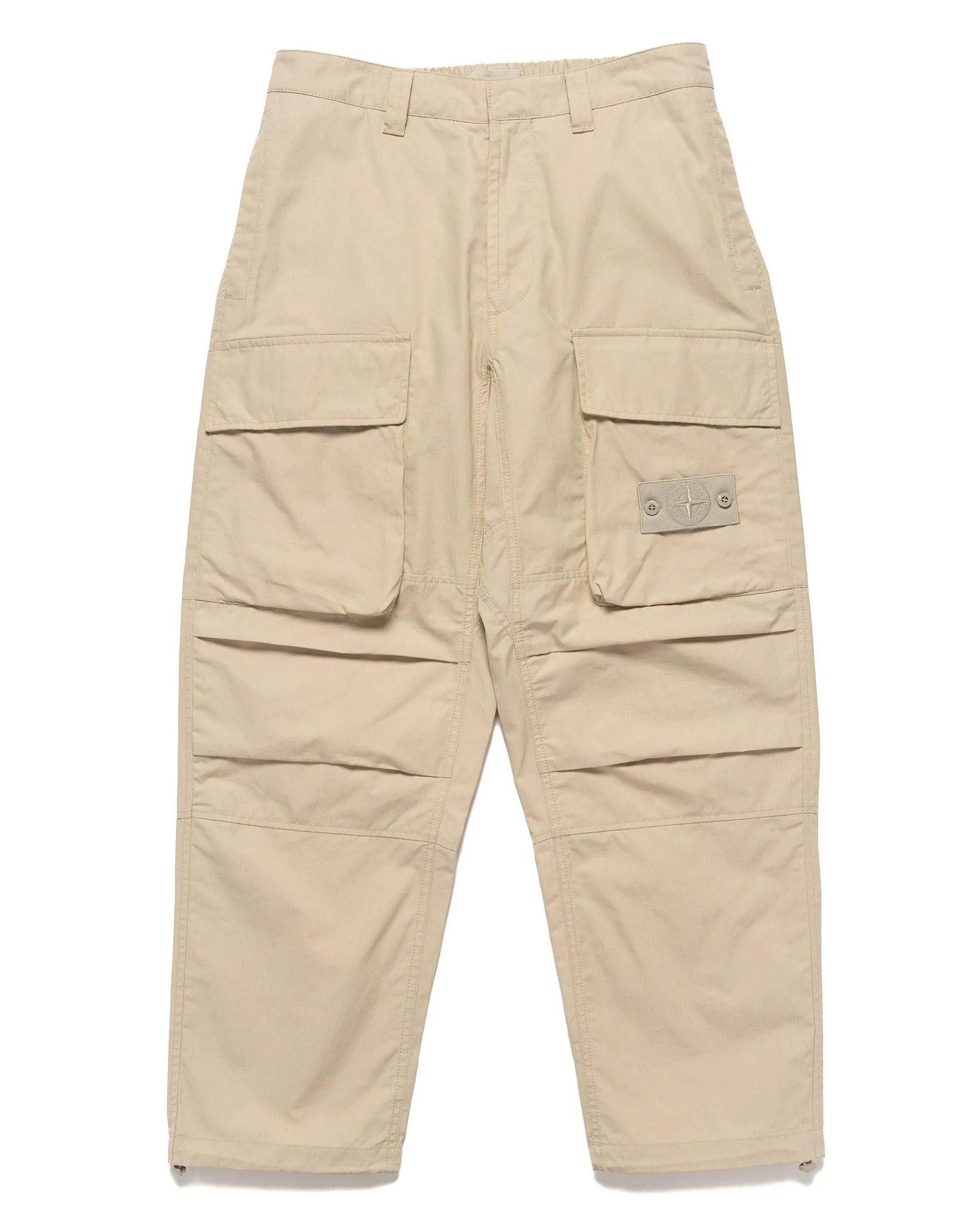 Weatherproof Cotton Canvas Ghost Piece Loose Fit Cargo Pants Beige