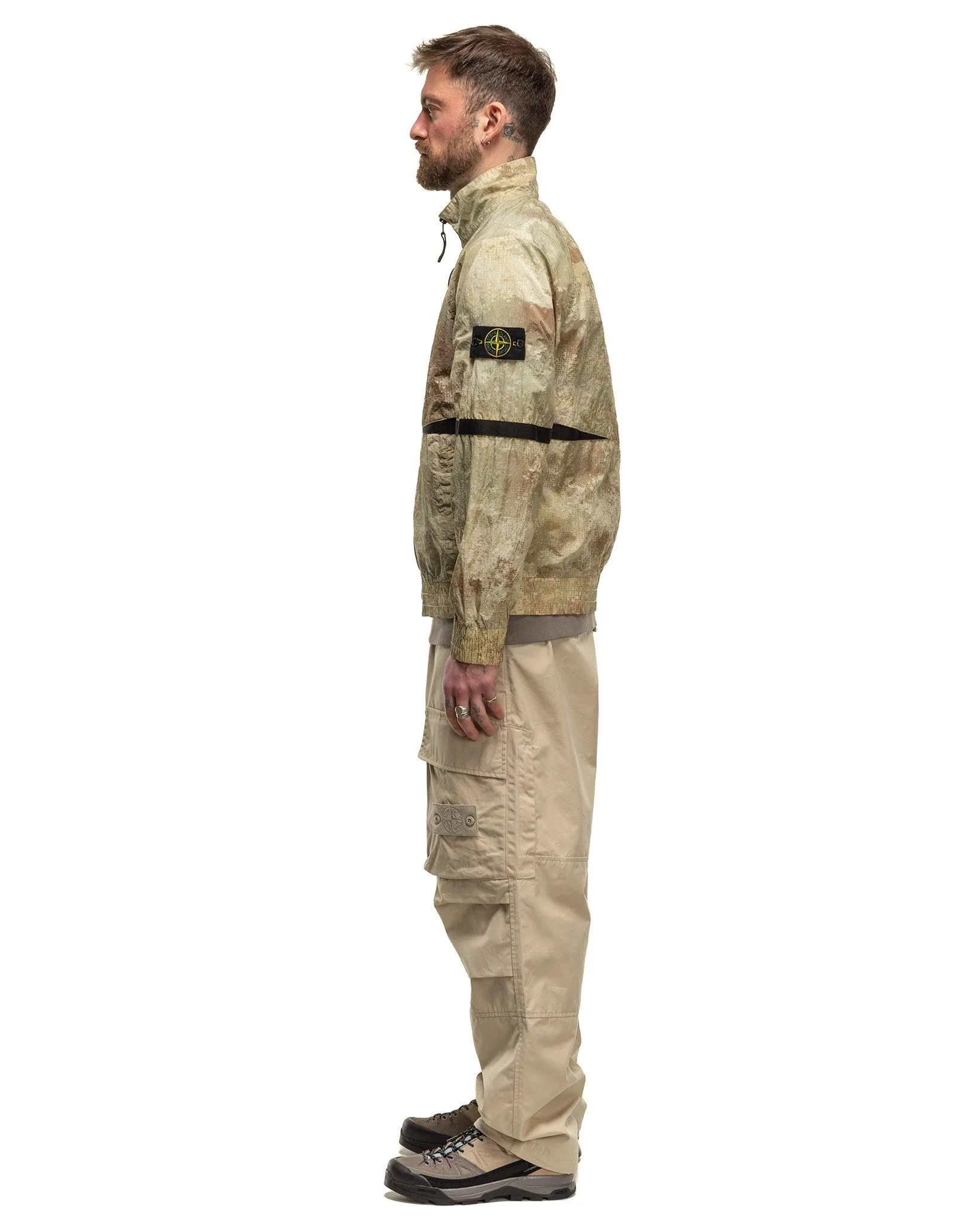 Weatherproof Cotton Canvas Ghost Piece Loose Fit Cargo Pants Beige