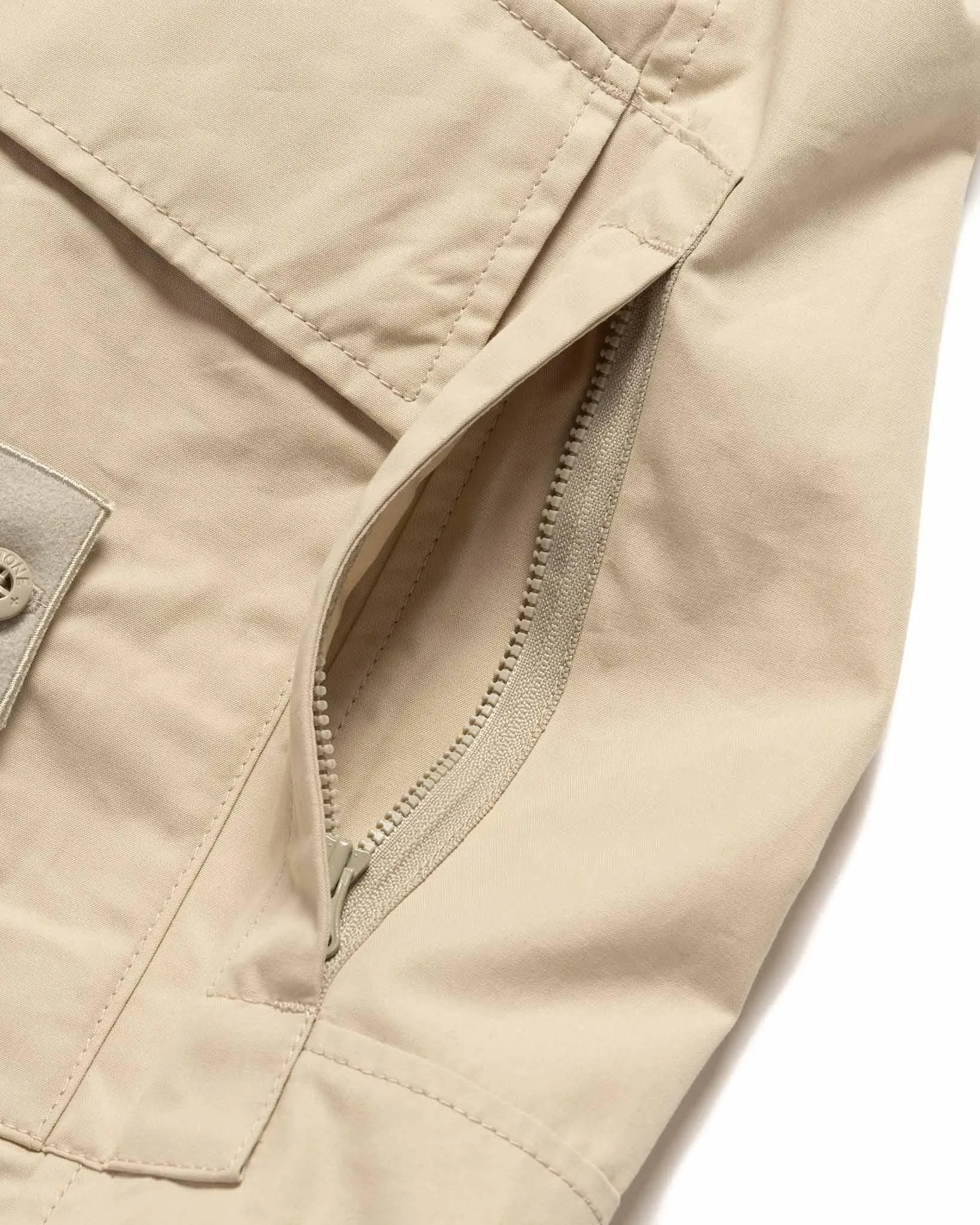 Weatherproof Cotton Canvas Ghost Piece Loose Fit Cargo Pants Beige