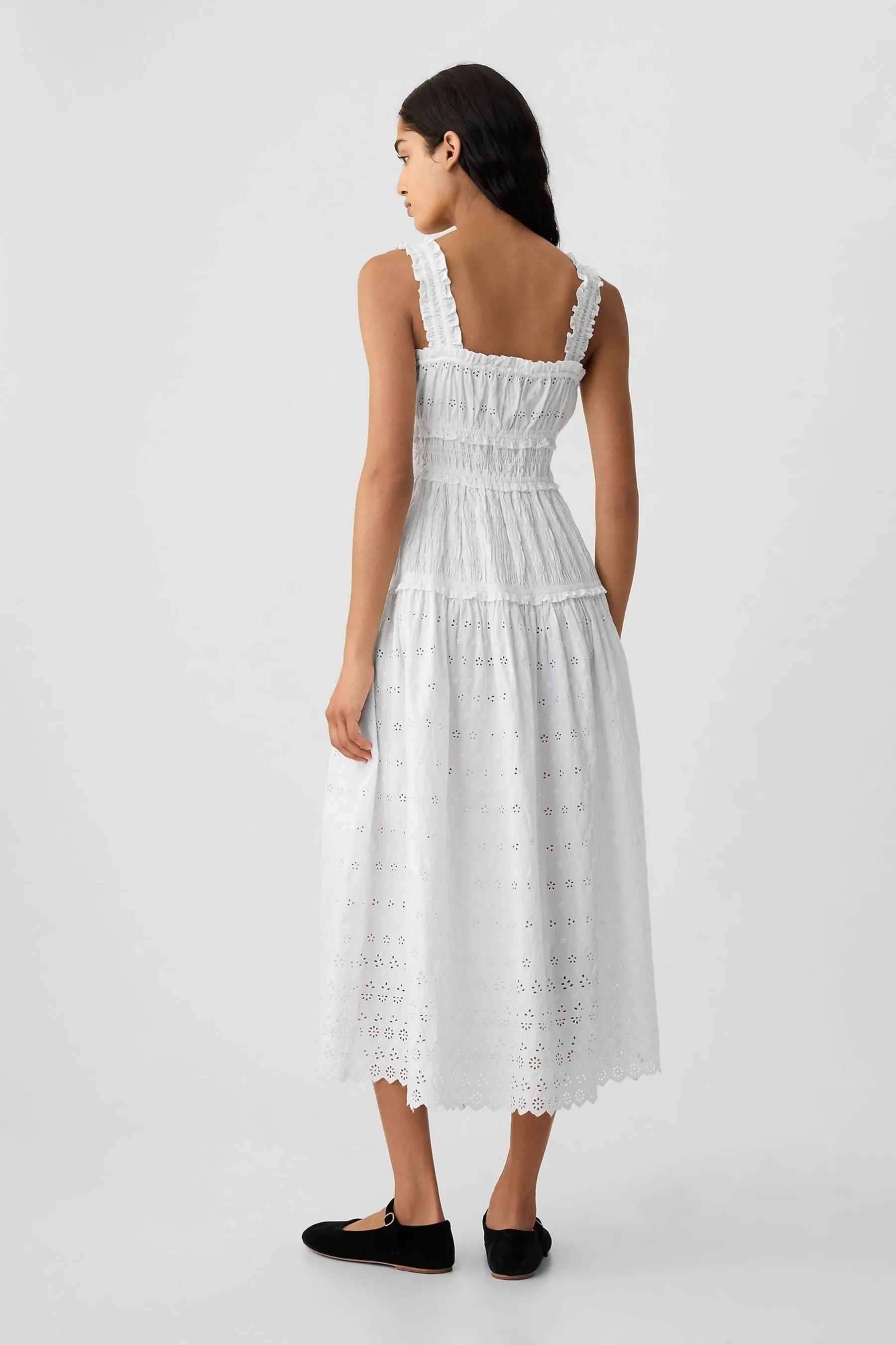 White DÔEN Eyelet Midi Dress