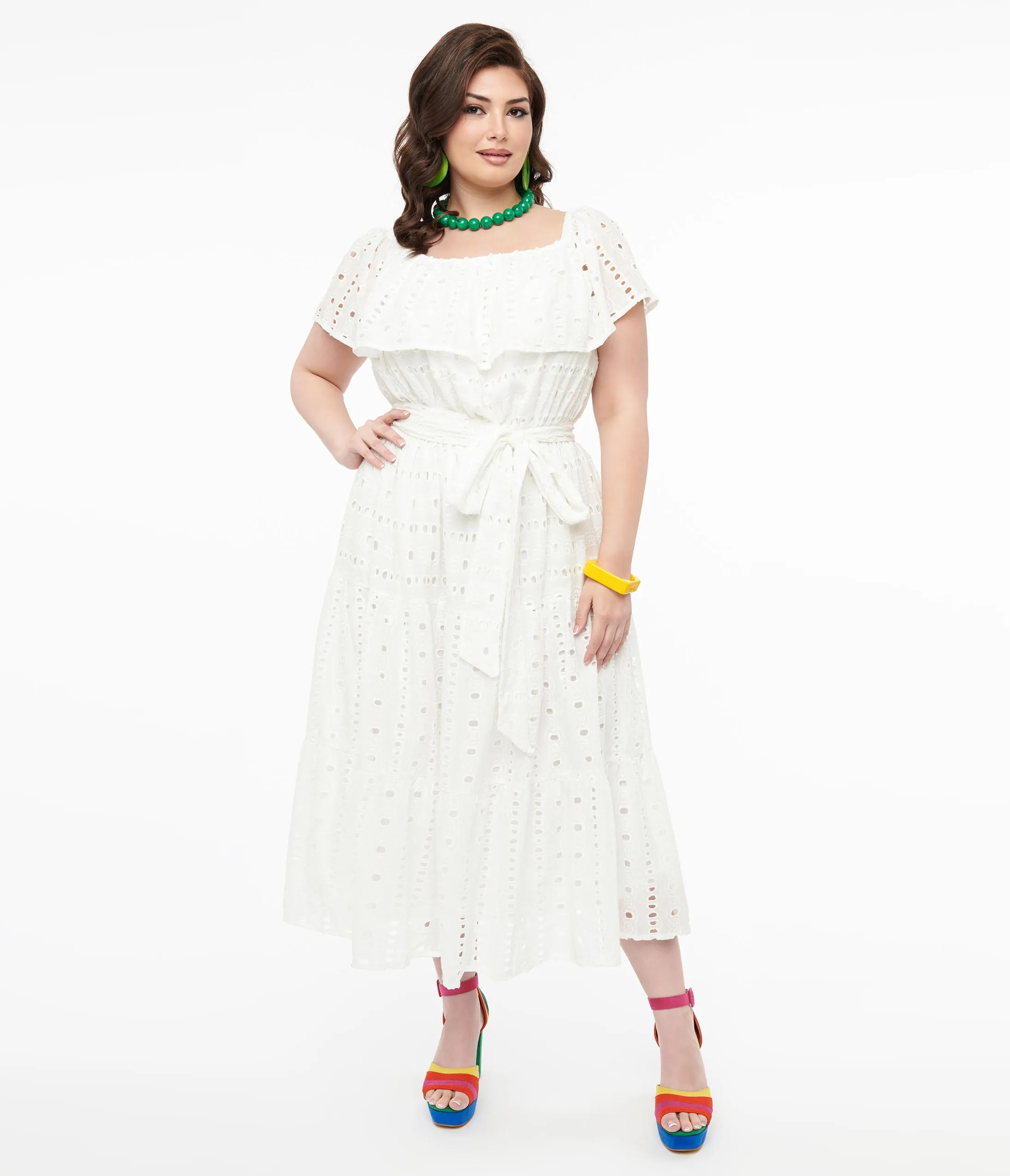 White Eyelet Midi Dress