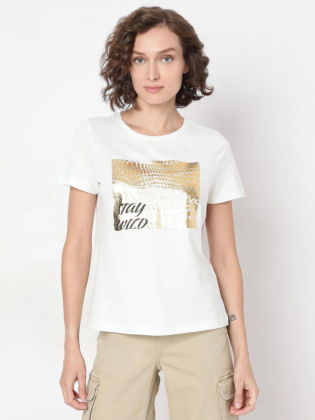 White Foil Print Organic Cotton T-shirt