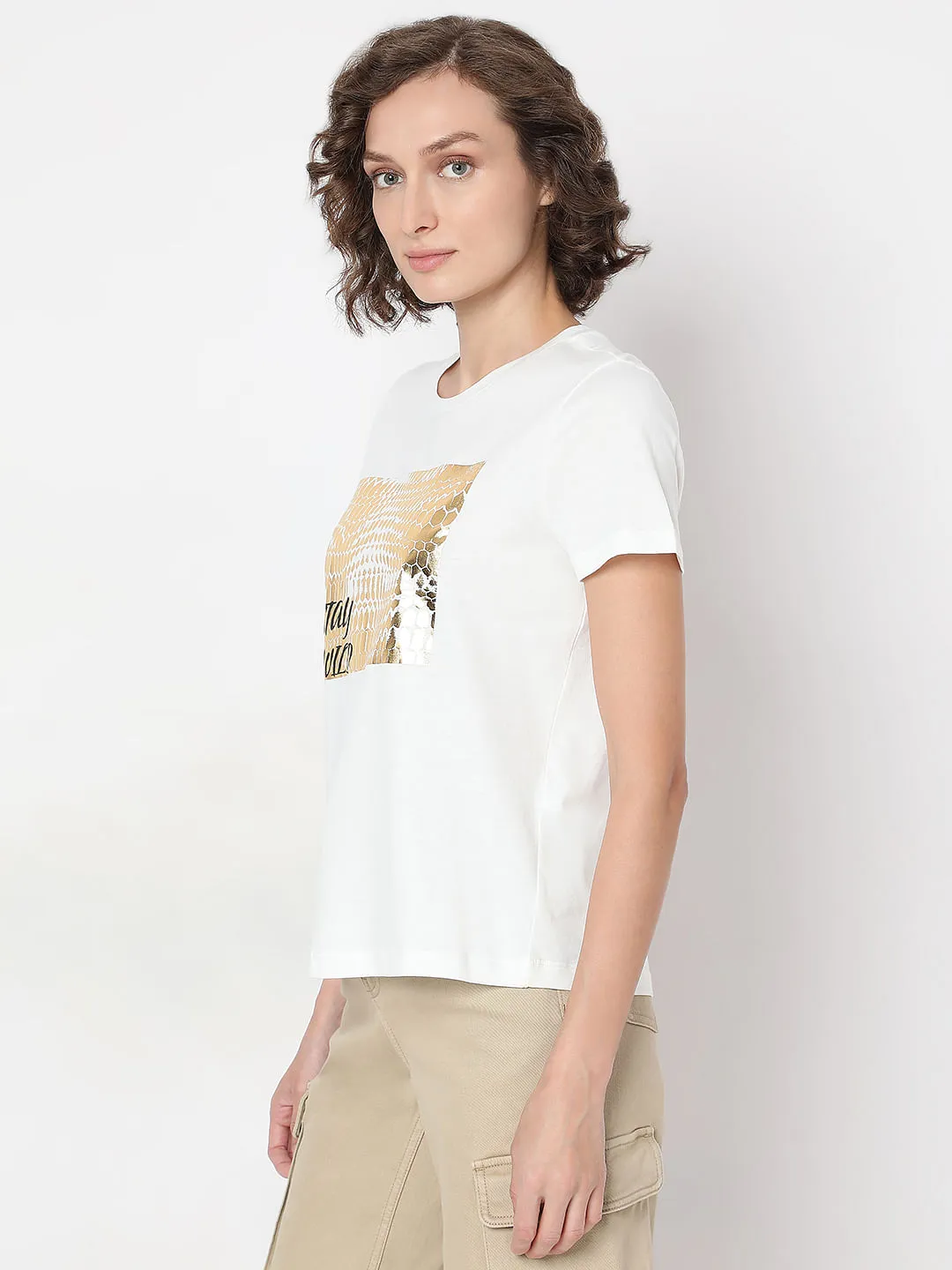 White Foil Print Organic Cotton T-shirt