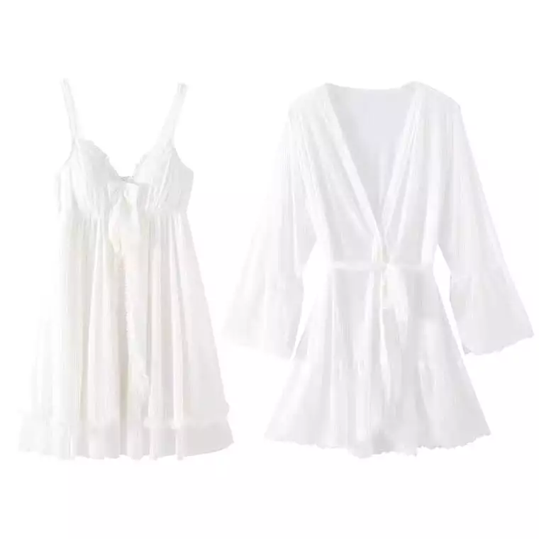 White lover 白い恋人 cami dress + rope set pyjamas night dress set 2pc