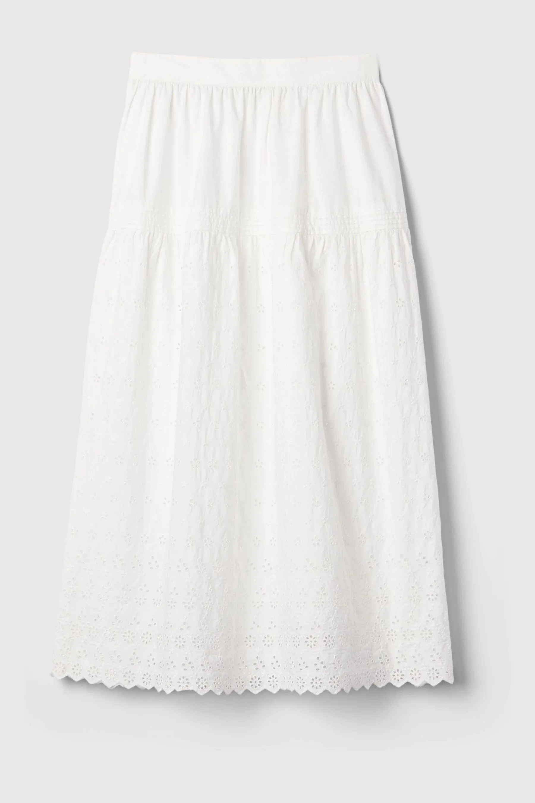 White x DÔEN Eyelet Midi Skirt