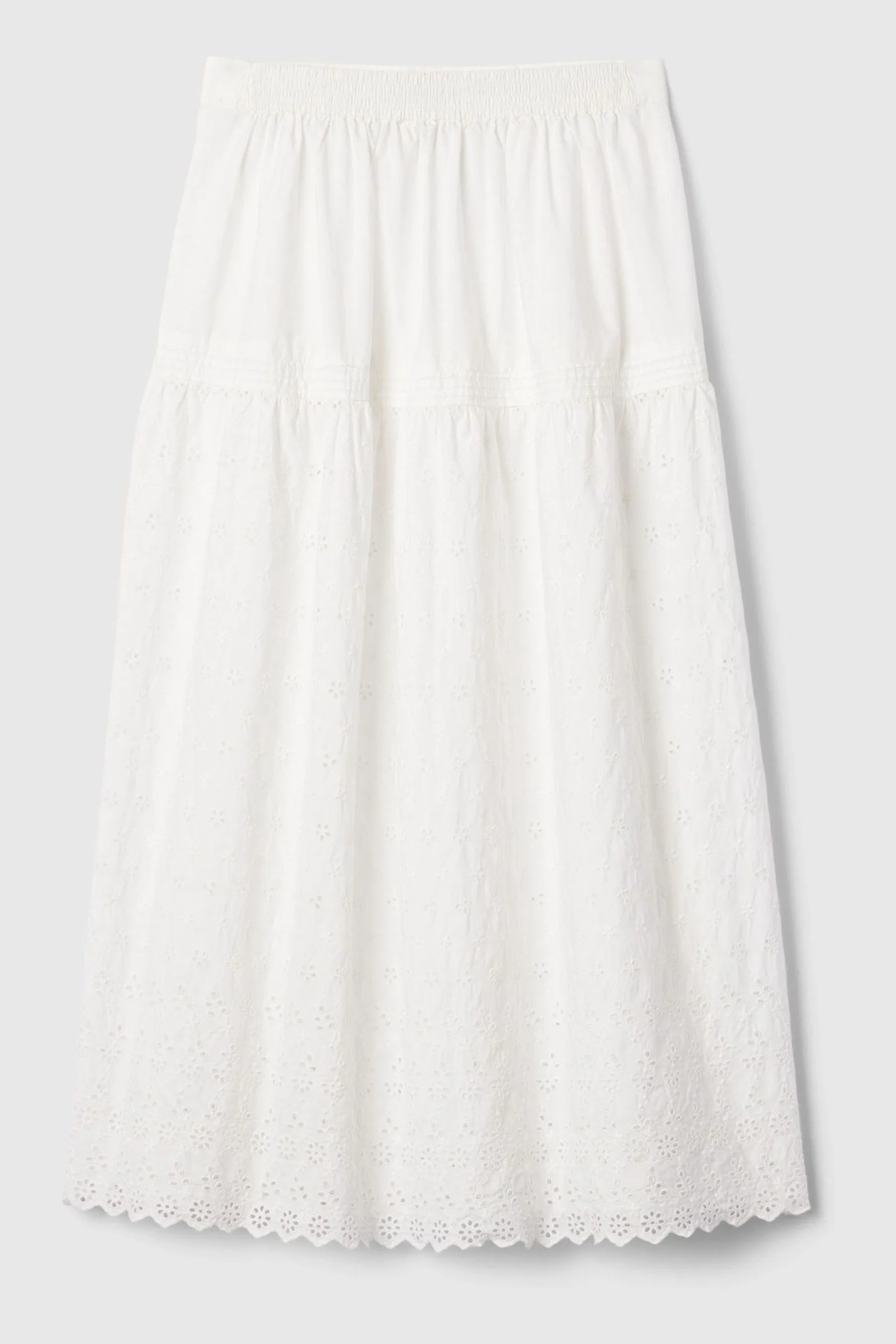 White x DÔEN Eyelet Midi Skirt