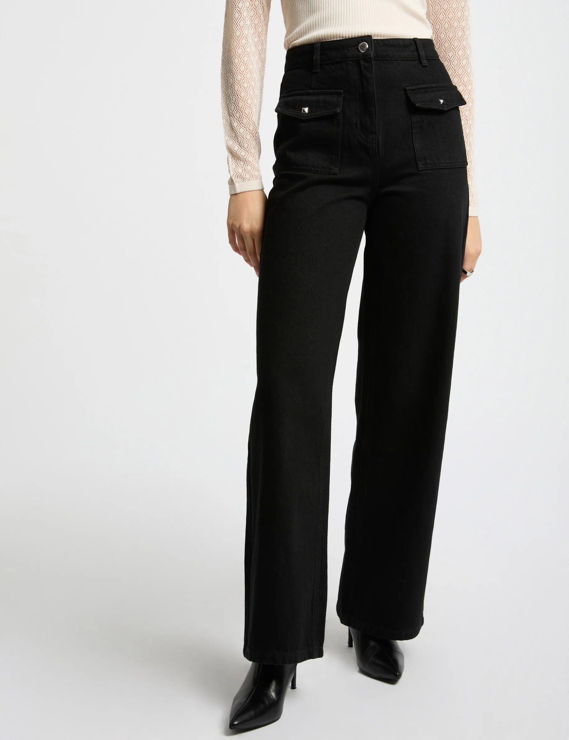 Wide leg jeans black women