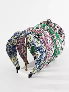 Women Artsy Floral Print Knot Hair Band KL1013