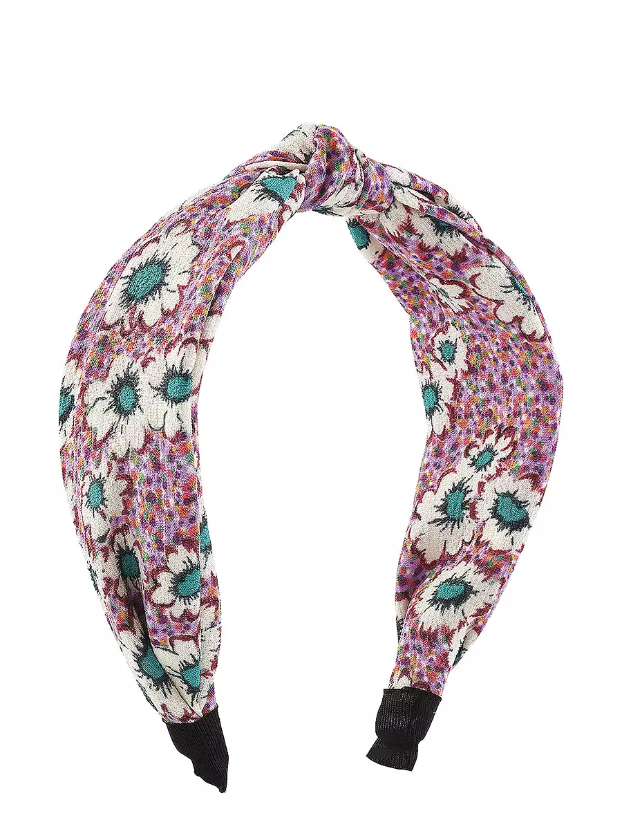 Women Artsy Floral Print Knot Hair Band KL1013