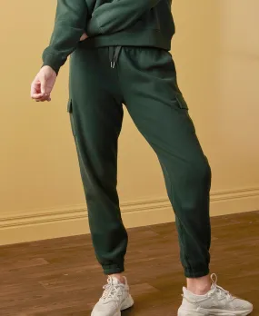 Women's Peached Cargo Trackpant in Dark Green | Postie