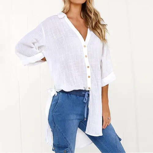 Women's Cardigan Blouse 3/4 Length Sleeve Blouses Button Casual Vacation Tropical Solid Color