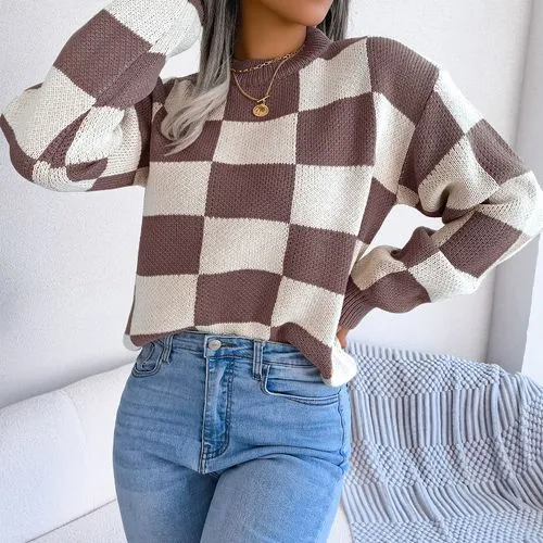 Women's Sweater Long Sleeve Sweaters & Cardigans Casual Lattice