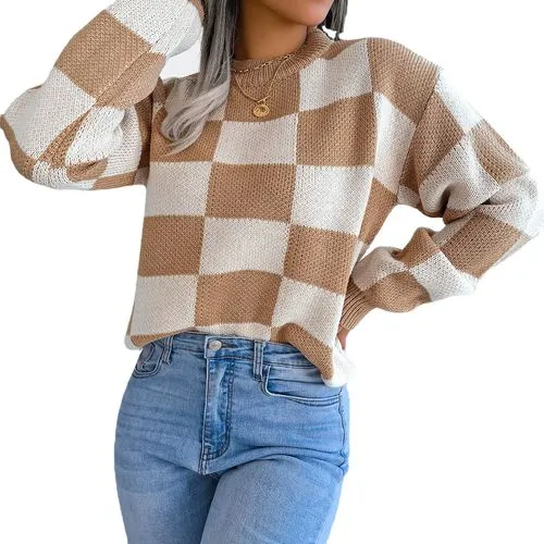 Women's Sweater Long Sleeve Sweaters & Cardigans Casual Lattice