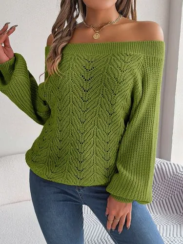 Women's Sweater Long Sleeve Sweaters & Cardigans Hollow Out Streetwear Solid Color