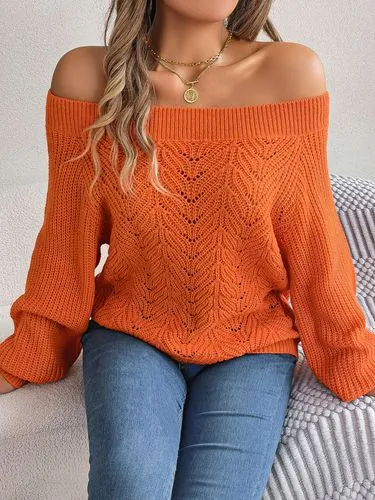 Women's Sweater Long Sleeve Sweaters & Cardigans Hollow Out Streetwear Solid Color