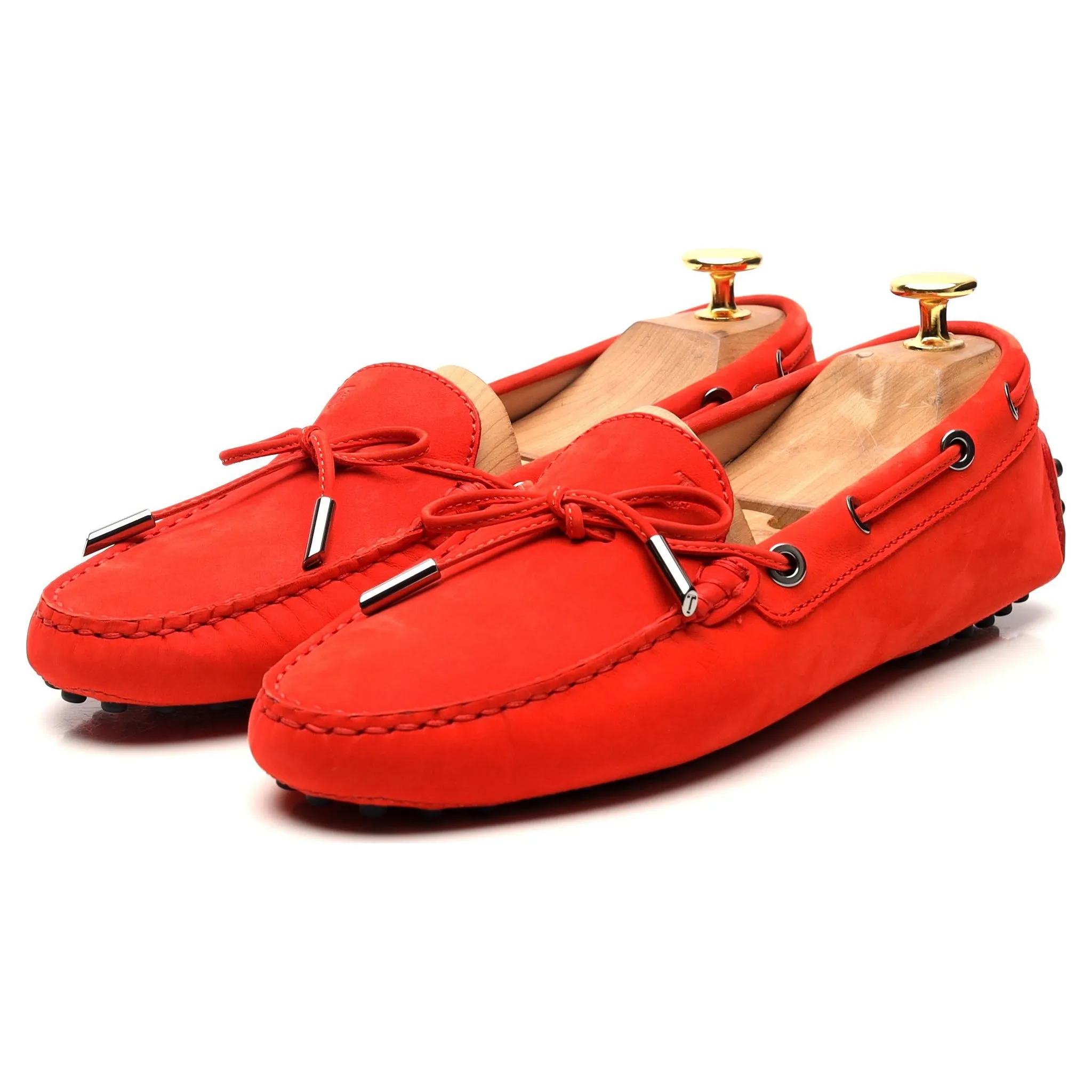 Women's Gommino Red Nubuck Leather Driving Loafers UK 5.5 EU 38.5