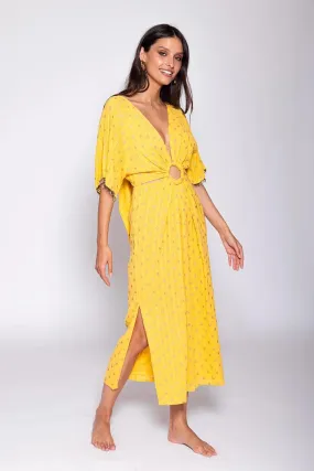 Yuma Midi Eyelet Dress in Banana